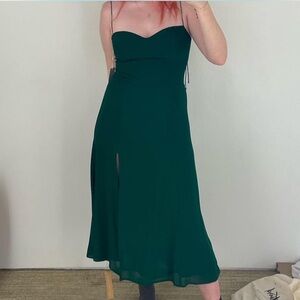 Reformation Juliette Dress in Green Womens Aline Cocktail Party Midi